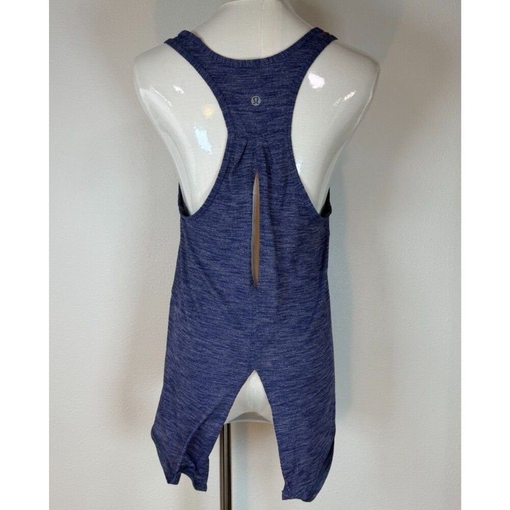 Lululemon Salute the Sun Tank Top Women’s 10 Heathered Cadet Blue Open Racerback